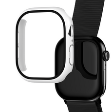 요거 애플워치 풀커버 액정보호필름 강화유리 케이스, 화이트, 1개