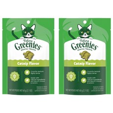 Greenies 健綠 貓咪潔牙餅, 2.1oz, 2個, 舒壓貓薄荷