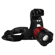 HANLIN 新戶外防雨旋轉變焦頭燈 IPX6防水 25檔旋轉變焦 射程300米, 黑色 + 紅色, 1個