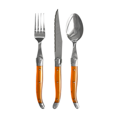 JEAN NERON Laguiole 單人餐具組, 湯匙 + 叉子 + 餐刀, 橘色, 1組