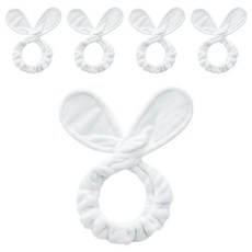 超細纖維兔耳絲帶鋼絲洗臉帶, 白色, 5個