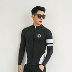TUBE TREE 趣味情侶 男款 A226 拉鍊防磨衣上衣, 黑色