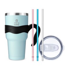 캐리보틀 몬스터 텀블러 + 전용 손잡이 + AS 빨대 3종 세트, 민트(텀블러), 블랙(손잡이), 900ml, 1개