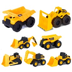 부추카 라이노 모래놀이 소형 덤프트럭 + 소형 불도저 + 미니머신 5종 중장비 장난감 세트, 옐로우 + 블랙, 1개