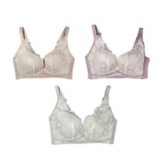 香草甜心 蕾絲無痕防下垂前開式無鋼圈哺乳內衣3件組 精緻杯面 記憶軟支撐 均薄親膚內裡 質感緹花樣式設計