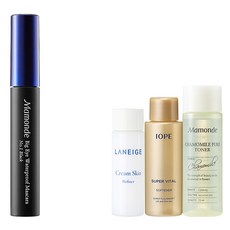 마몽드 빅 아이 워터프루프 마스카라 8ml 01호 블랙 + 아모레퍼시픽 기초케어 3종, 혼합 색상, 1세트