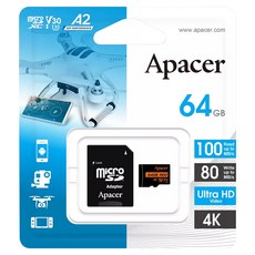 Apacer 宇瞻 MicroSDXC U3 V30 A2 Class10 快閃記憶卡, 64GB, 1個