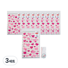 아이비스 다용도 디자인 폴리백 특대1 폴리백 60p + 클리어칩 30p + 컬러타이 30p, 분홍 하트(09219), 3세트