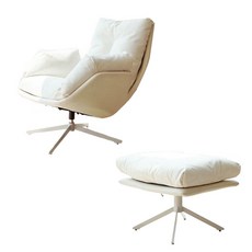 마루이 뉴트 1인용 360도 회전 안락의자 + 쿠션 스툴 방문설치, 크림아이보리, 1세트