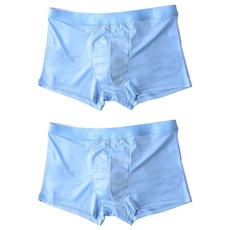 石墨烯冰絲涼感平口內褲2件組, 加寬腰筋, 減少勒痕, 2XL, 寶藍色