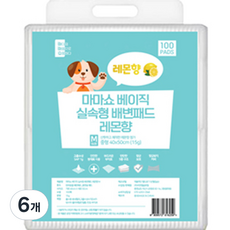 마마쇼 베이직 배변유도제 함유 실속형 배변패드 레몬향, 100개입, 6개