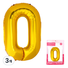 PARTYSHOW 大型數字鋁箔氣球 0, 金色, 3個