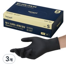 탐사 고급형 고중량 니트릴 장갑 100매입, 블랙, 소(S), 3개