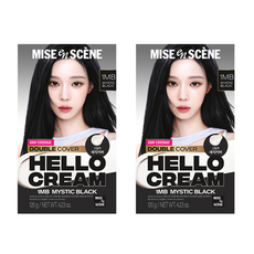 미쟝센 헬로크림 더블커버 새치 염색제, 미스틱블랙, 2개