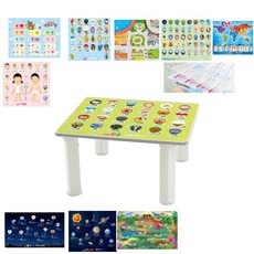 happygrow 學習桌+9種學習卡+塑膠透明桌墊, 混色