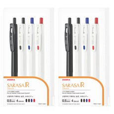 斑馬SARASA R原子筆 0.5mm 4件組, 黑色，黑色，藍色，紅色, 2組