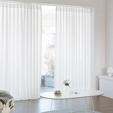 CARREDECO Haze蝴蝶褶大型雪紡窗簾, 白色