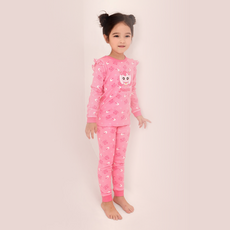 PremierFam 兒童奇妙萌可羅紋棉九分居家服套裝