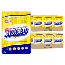 舒綿 雙層貼合抽取式厨房紙巾 100抽, 6包, 12袋