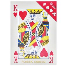 巨大撲克牌 KR288塑膠塗層 圓角設計 三層包覆 超大字體, 紅色 + 白色, 1個