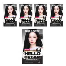 미쟝센 헬로크림 더블커버 새치 염색제, 미스틱블랙, 5개