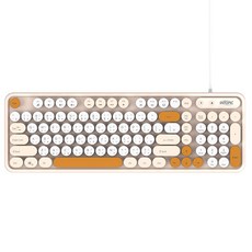 INTOPIC 廣鼎 幻彩復古有線鍵盤, 奶茶色, KBD-111-KK, 製造商軸
