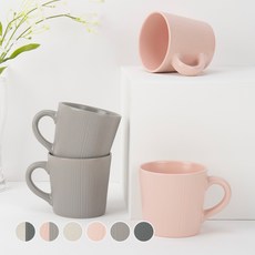 Bloom at home 陶瓷條紋馬克杯, 淺灰色，霧玫瑰, 2組