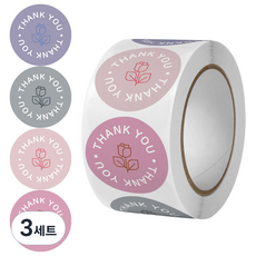 로즈원형 땡큐롤 스티커 4컬러 500p 세트, 혼합색상, 3세트