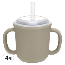 에디슨 스스로 실리콘 양손 빨대컵, 200ml, 4개, 베이지