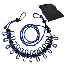 위드제이 휴대용 빨래줄 + 파우치 세트, 블루, 1세트