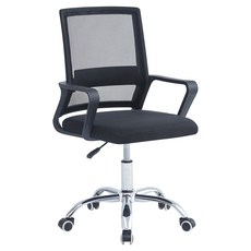 辦公椅 帶輪 高密度泡棉透氣網布座椅, 97 x 42 x 6.5cm, 黑色, 1個