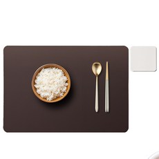 GVEA Flora 皮革防水長方形餐墊, 440 x 300 mm, 紅棕色 白色, 1個