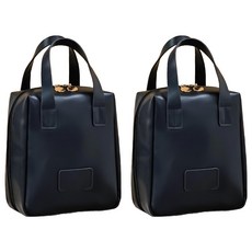 貝殼手提化妝包 Set 2 PU皮革, 16 x 6 x 21cm, 經典黑