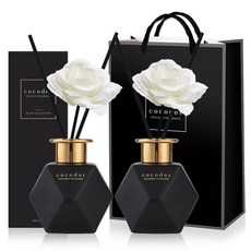 코코도르 블랙골드 에디션 디퓨저 2p + 비누꽃 스틱 2p 세트, 퓨어코튼, 400ml, 1개