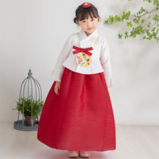 GAON BABY HANBOK 兒童女款紅色大蝴蝶結唐衣韓服套裝 AW231