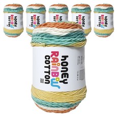 니뜨 허니 레인보우 코튼 나염 그라데이션 실 100g, 6개, 537민트오렌지