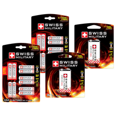 SWISS MILITARY 鹼性AAA電池10入 + 9V電池組, 2套