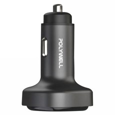 POLYWELL 寶利威爾 66W車用快速充電器 Type-C 2個 + USB-A PD/QC快充 PW15-T05-A171, 黑色, 1個