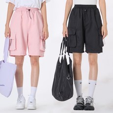 Elsso 女款Air Cargo涼感輕量鬆緊帶涼爽日常大尺碼短褲 2件組