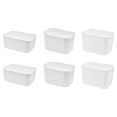 無印日式收納盒, PP材質, 白色/杏色/灰色, 大(30.5 x 18.5 x 12cm) x 2 + 中(24 x 16 x 10cm) x 2 + 小(20.5 x 14 x 7cm) x 2, 1組