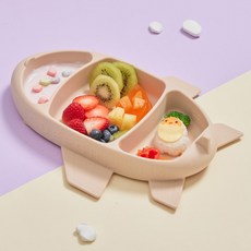NATURE LOVE MERE 嬰幼兒ABC飛機吸盤餐盤, 單品, 裸棕色