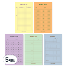 세컨드맨션 플랜 메모 패드 V 2 스터디 5종 세트, 혼합색상, 5세트
