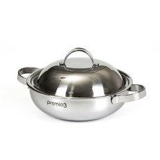 Kitchen-Art IH爐適用Premio3系列3層不鏽鋼附蓋湯鍋, 銀色, 24cm, 1組