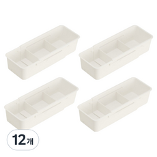 巧思辦公用品 長度可調式隔板型收納盒, 單一顏色, 12個