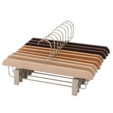 所有羊皮木質多功能褲架 3種*3入組, 1套, 深棕色、淺棕色、米棕色