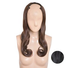 가발나라 여자 U자형 오픈반가발 볼드펌 + 엑스트라피스 2p + 가발빗 + 꼬리빗 + 악어핀 세트, 다크블랙, 1개