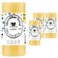 BonitaGoods 多用途超細纖維捲筒毛巾 30*30cm 黃色, 4捲, 30入