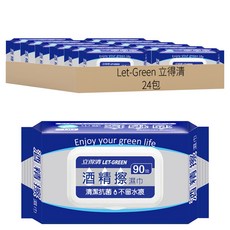 Let-Green 立得清 酒精擦濕巾 掀蓋包, 24包, 1入