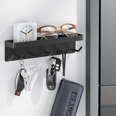 Tcust 鐵製磁吸式萬用掛鉤收納架(附螺絲), 黑色, 1入