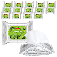 퓨어덤 클렌징 티슈 녹차, 30매입, 15개